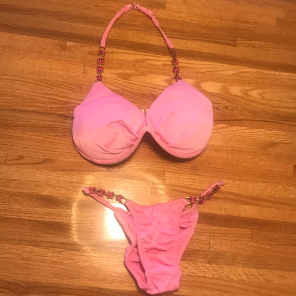 Pink custom made Bra top competition suit